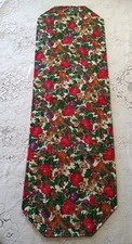 Handmade Quilt Christmas Table Runner Fruit Pinecones Pomegranates Holly 13x40