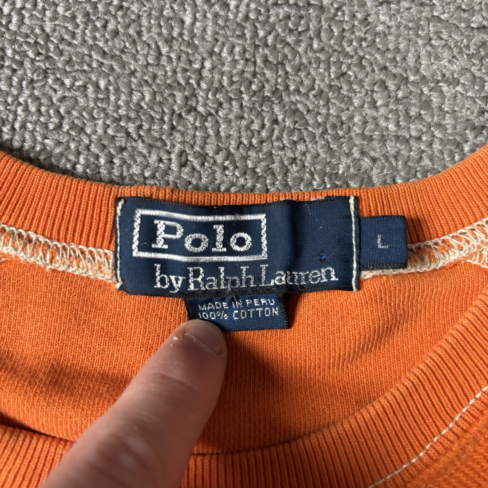 PONY Vintage Polo Ralph Lauren camicia pesante uomo grande arancione spesso pullover maglia #574