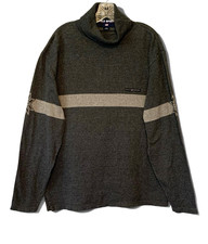 Vtg Polo Sport Ralph Lauren Sweater Mens Sz Large Grey Stripe Logo Made in USA