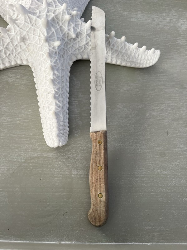 Vintage Davpol Bread Knife Portugal Wood Handle