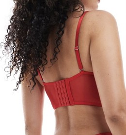 Ann Summers Sweet Surrender Padded Lace Mesh Corset Bustier Red UK 8 B-C Xmas 