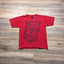 00 s Rare Obey skate tee, distressing throughout, size 20.5x26