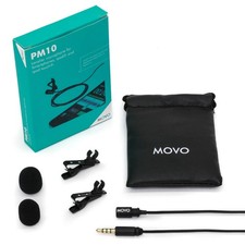 Movo Photo PM10 Deluxe Lavalier Microphone w/ 3.5mm Jack for Smartphones, Black