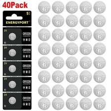 40 Pcs CR1220 1220 Batteries ECR1220 DL1220 3V Lithium Coin Battery Long Lasting