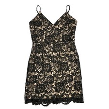 Express Black Lace Satin Lined Crochet Cocktail Dress Size 8 Event Formal Sexy