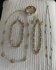 Talbots Fashion Silver & Gold Two Tone necklaces,Earrings,Bracelet Lot 5 & 1More