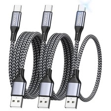 RAVIAD 3-Pack USB-C Charger Cable 0.3M 1M 2M Fast Charging Nylon Braided