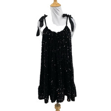 Free People Dress Womens S Small Black Nova Convertible Tie Strap Sequin Lined