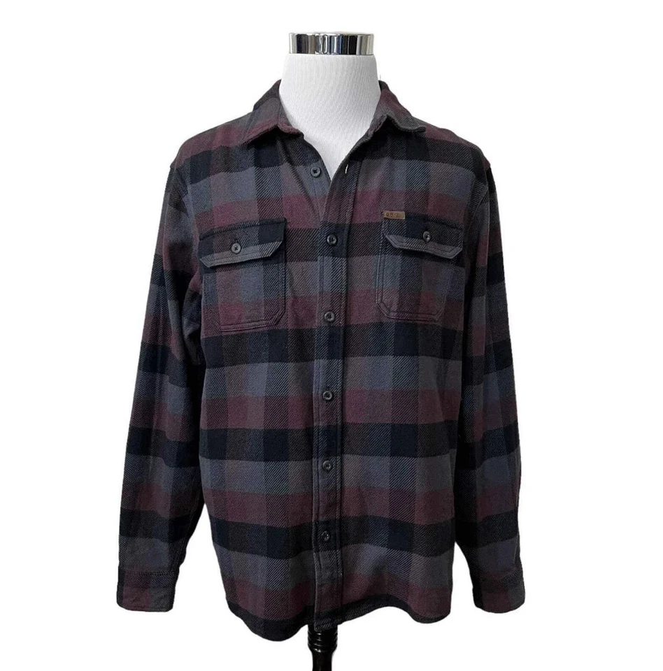 Chaqueta para tareas ORVIS grande a cuadros púrpura negra 100 % algodón Foto 2 de 4