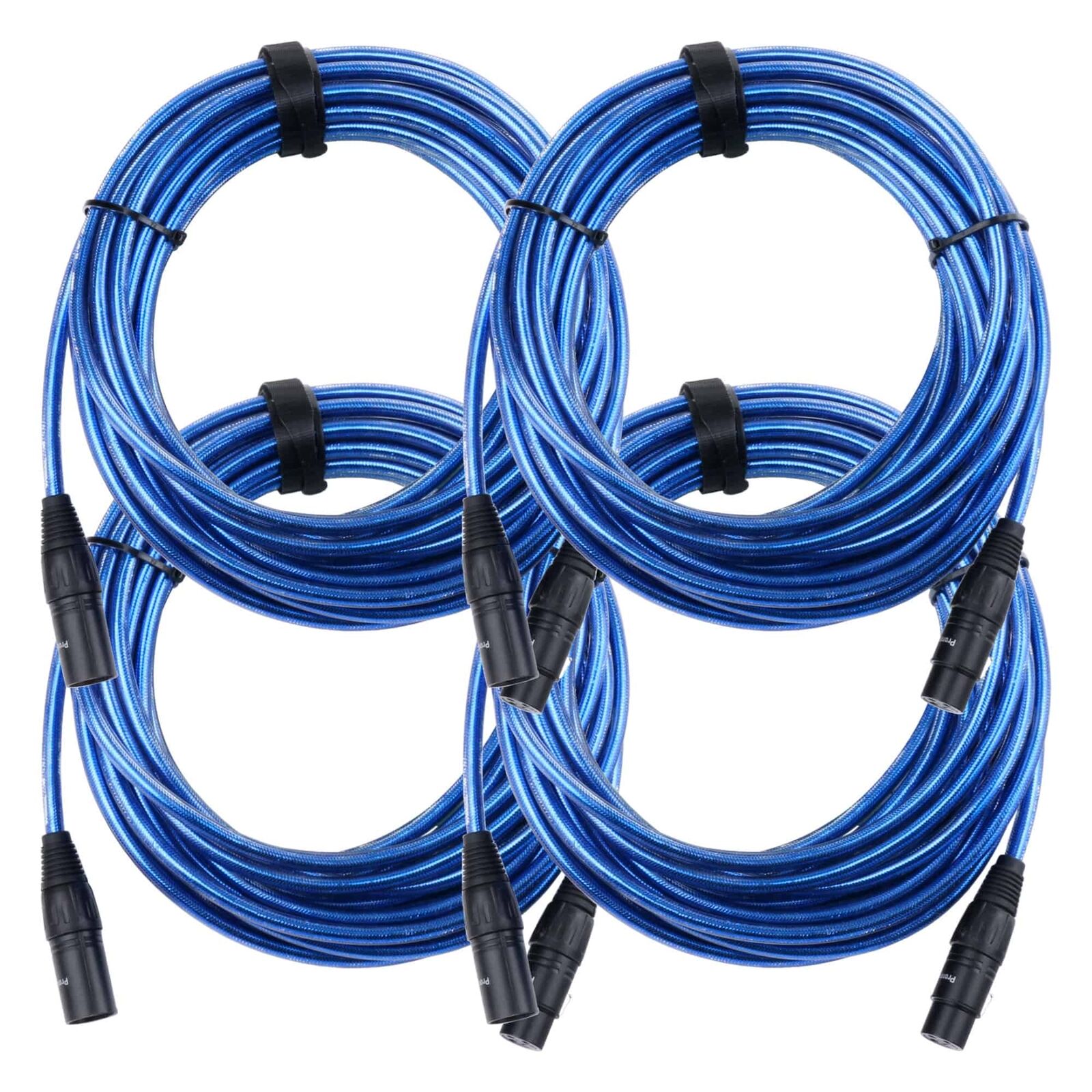 4x Set Profi DJ PA Mikrofon Kabel 10m Patch Cable XLR Male Female metallic blau