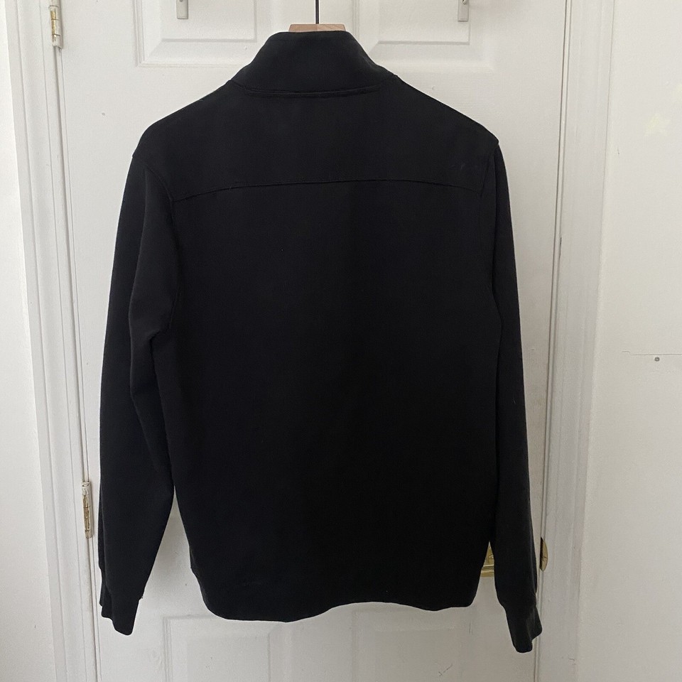 Copper & Oak Sweater Black Quarter Zip Long Sleeve Pullover Golfing Men