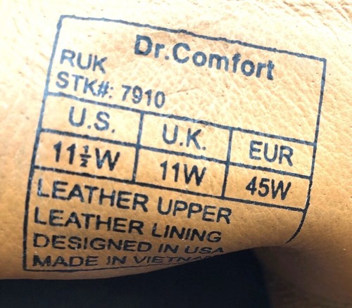 Dr. Comfort Mens 11.5W Black Leather Lace-Up Ankle Boots - Picture 2 of 9