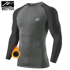 Men Long Sleeve Compression Shirt Base-Layer Thermal Tights Tops Gym Activewear