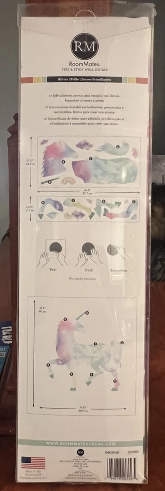 RoomMates, Galaxy Unicorn Peel & Stick Giant Wall Decal With Glitter Pink Girl - Image 3 of 3