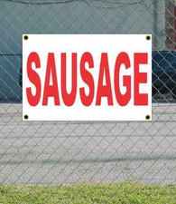 2x3 SAUSAGE Red  White Banner Sign NEW Discount Size  Price FREE SHIP