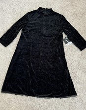 Simply Vera Wang Womens Little Black Dress Sz S Velvet Above Knee 3/4 Sleeve