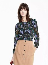 NWT Banana Republic Pleated Ruffle Top, Multi-Color SIZE S 307261