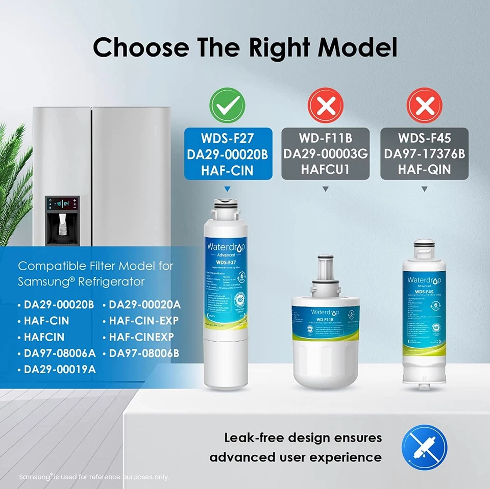 Waterdrop Replacement for Samsung DA29-00020B Refrigerator Water Filter (6) - Image 3 of 4