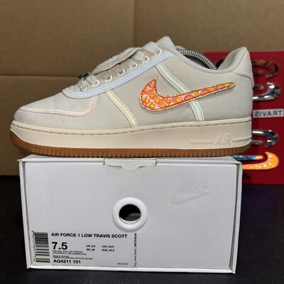 Nike Air Force 1 Low x Travis Scott  Sail  (AQ4211-101) 2018 Men Size 7.5 USED