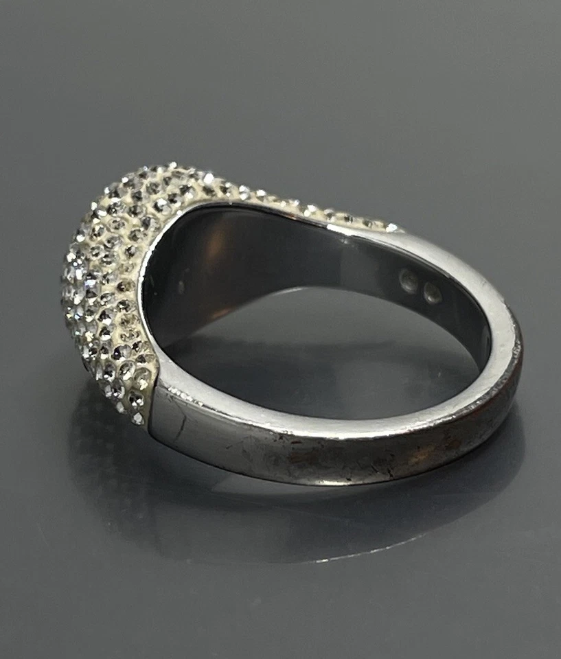 Anillo De Colección Swarovski Cisne Plateado Pequeño Redondo Cristal Facetado Para Mujer Talla 7” Foto 3 de 4