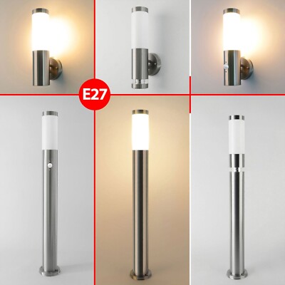 Außenleuchte E27 Bewegungsmelder Edelstahl Standlampe Wegeleuchte Lampe Wand
