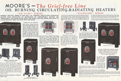 1920s Moore's Oil Burning Circulating Home Heater Brochure Color