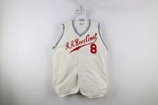 Vintage 50s Mens 42 Distressed Chain Stitch Sleeveless Baseball Jersey White USA