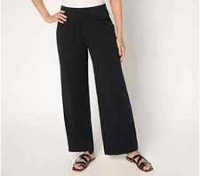 Denim Co. Beach Jersey Tall Full Length Wide Leg Pant Black,Tall Small A704495
