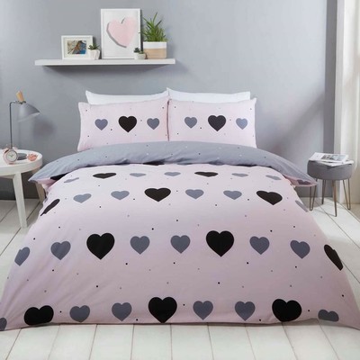 Miley Heart Pink Double Duvet Set Ebay