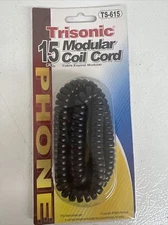 Trisonic - 15 FT Modular Coil Phone Cord - Black