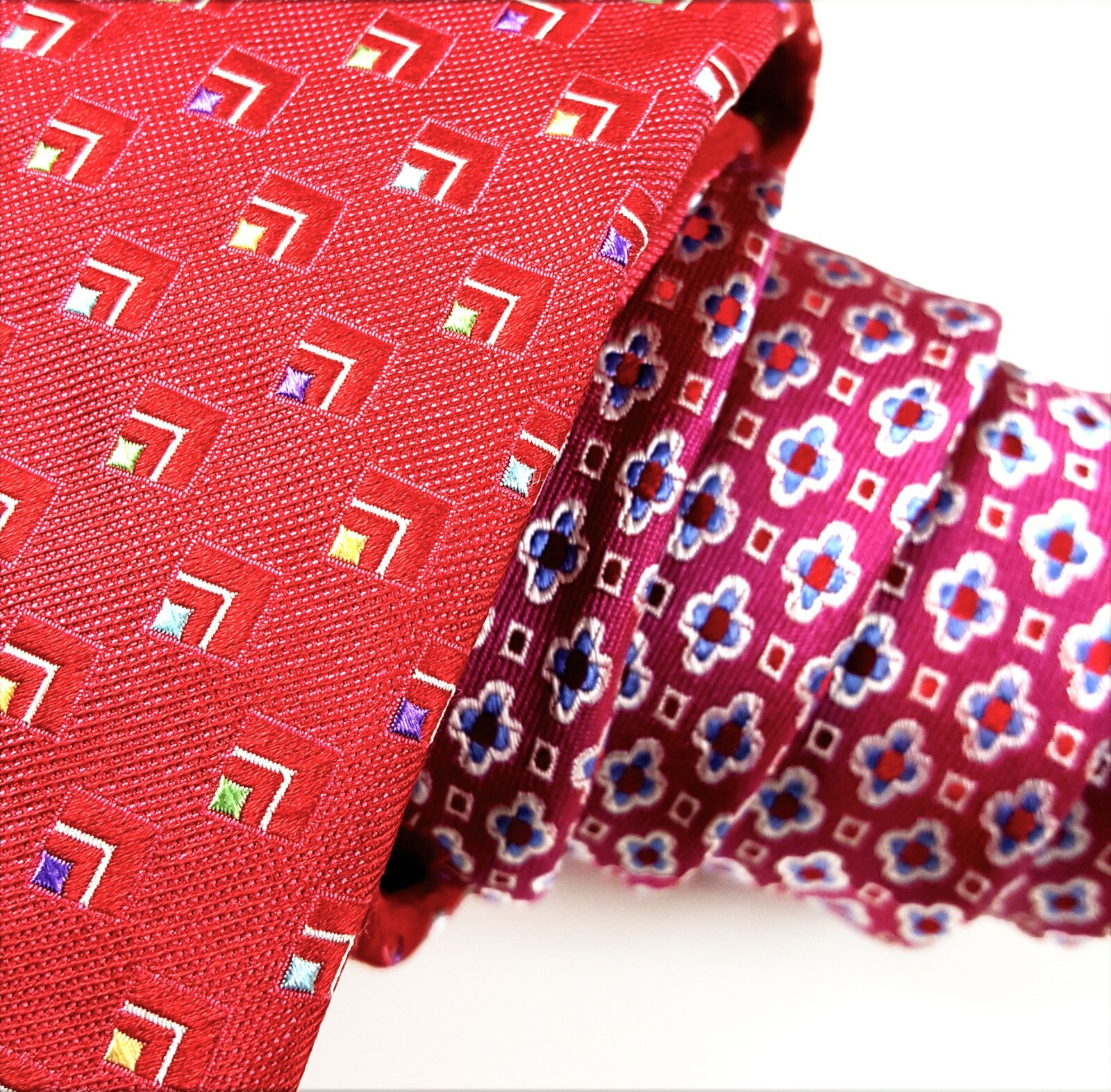 Robert Graham Ruby Red Multi Pattern Silk Tie 3.2… - image 1