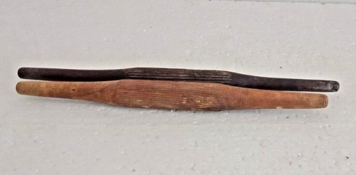 Pair Of Vintage Old Wooden Papadum Rolling Pin 13" and 14" Kitchen Baking India - Picture 11 of 12