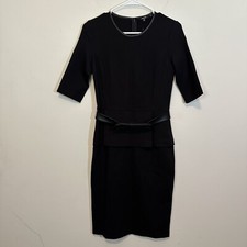 Raoul Black w/Leather Belt Peplum Pencil Dress Size 4 Little Black Dress NWOT