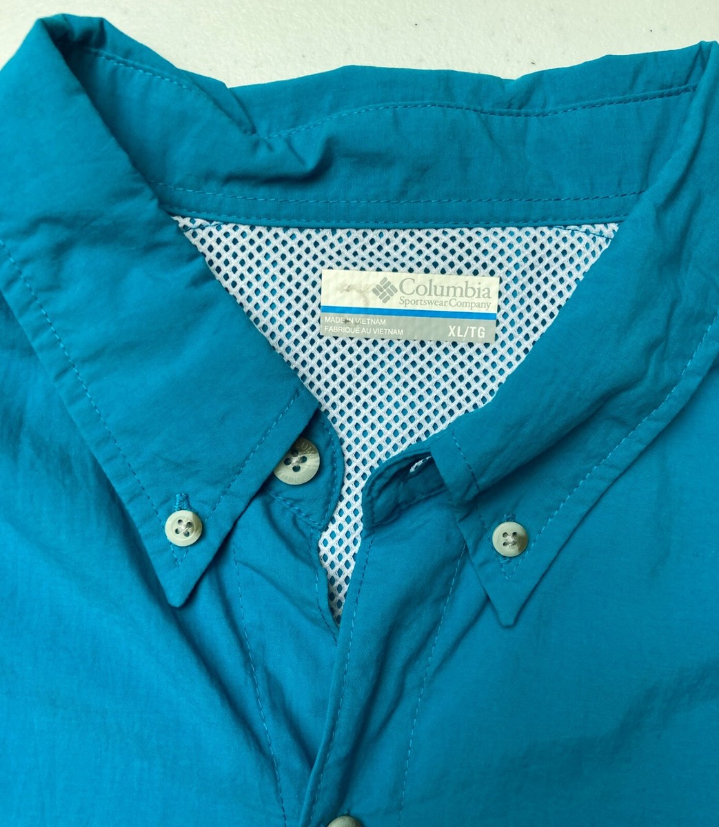 Chemise Columbia PFG Omni-Shade Homme 2XL Noir Manches Longues Pêche Teal