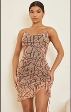Pretty Little Thing Nude Abstract Ruched Dress
