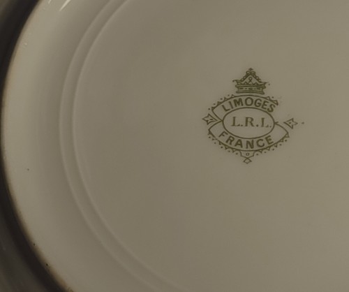 Antique 1920s LRL LIMOGES FRANCE Hand painted Pike Fish 8" Salad Plate - Picture 3 of 4