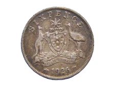 1926  AUSTRALIA AUSTRALIAN SIXPENCE GEORGE V SCARCE SILVER COIN RARE