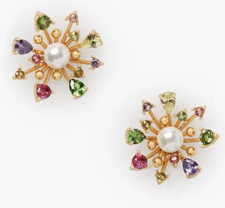 Kate Spade Bloom In Color Crystal Flower Stud Earrings New - Image 2 of 4