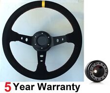 SUEDE TRACK DRIFTING DEEP DISH SPORT STEERING WHEEL FIT ALL NISSAN 350MMM NEW