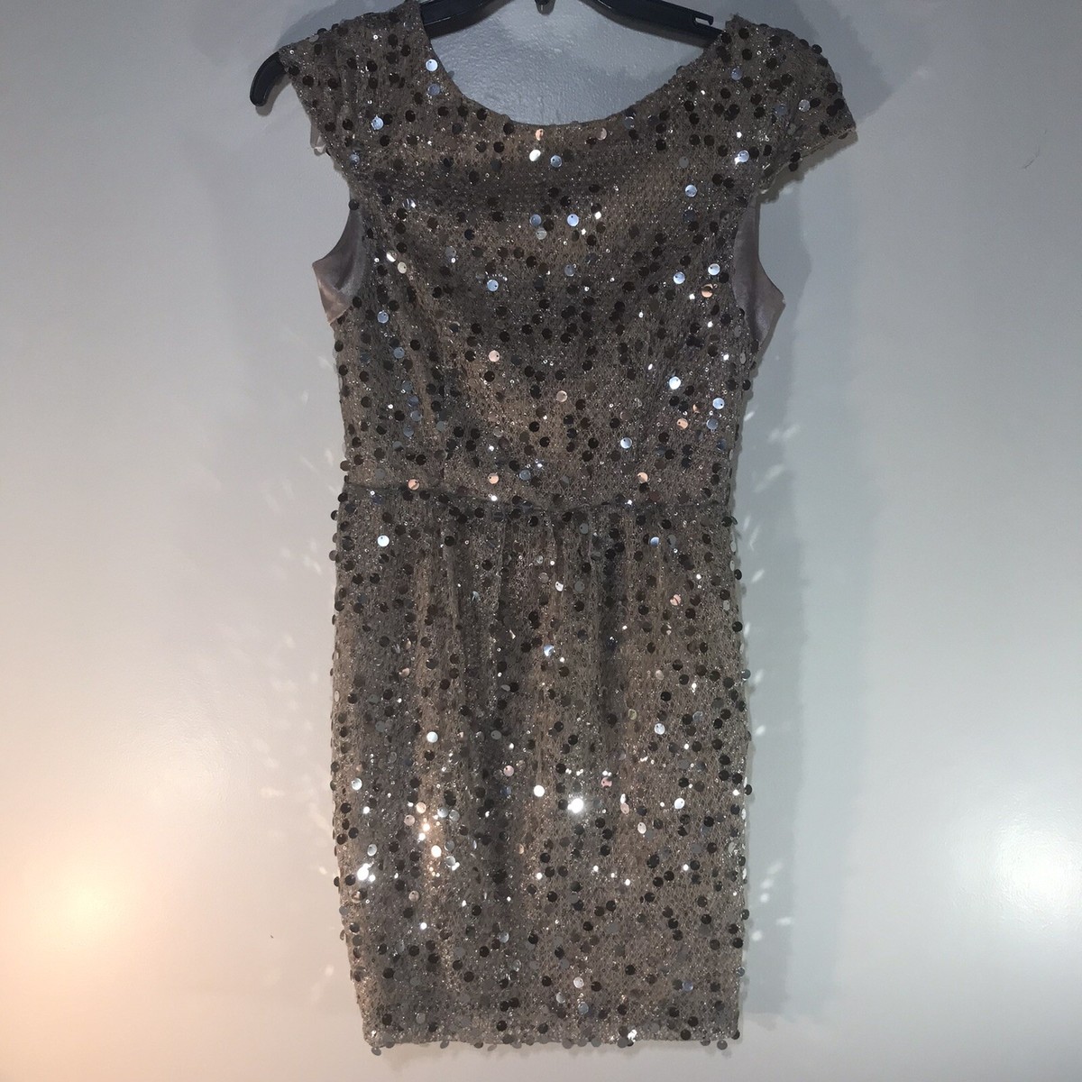 Jodi Kristopher Nude W-Silver Sequins Short Formal Dress Womens Size 7 |  eBay
