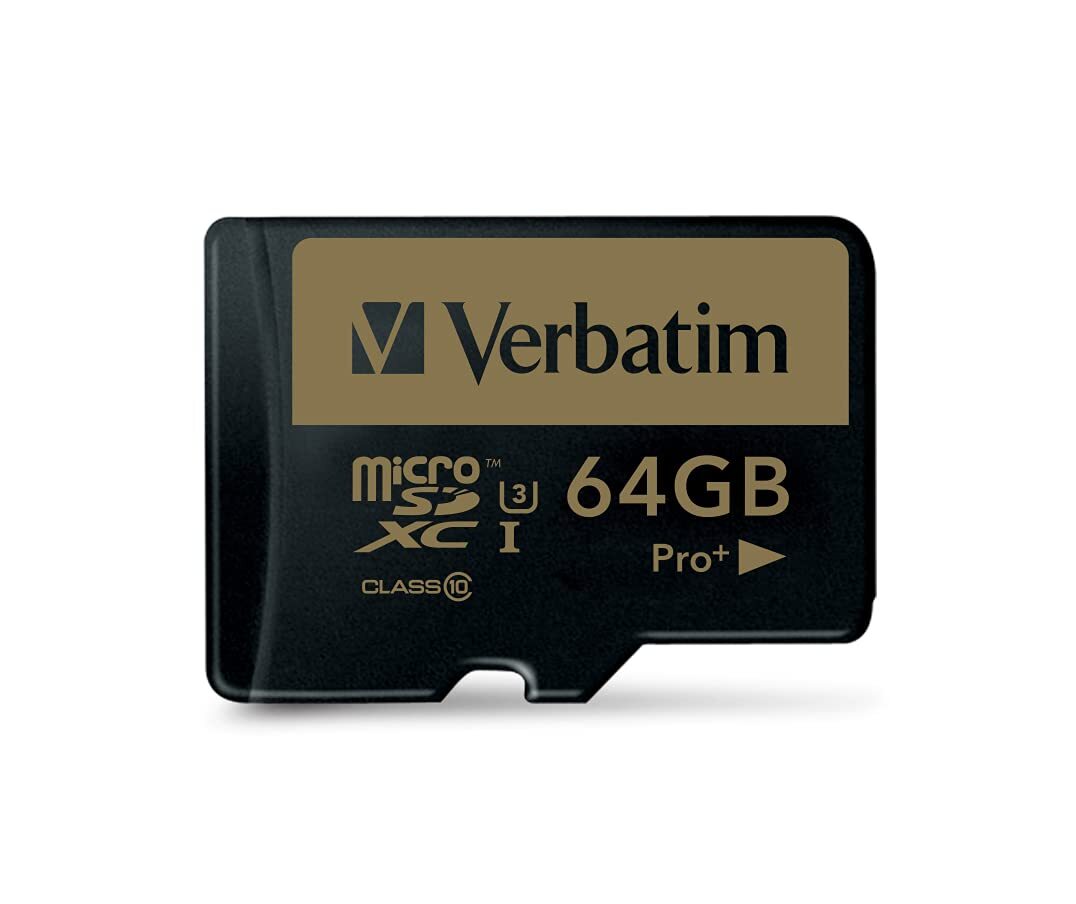 Micro Sd Memory Card With Adaptor Verbatim Pro+ 64 Gb NUOVO
