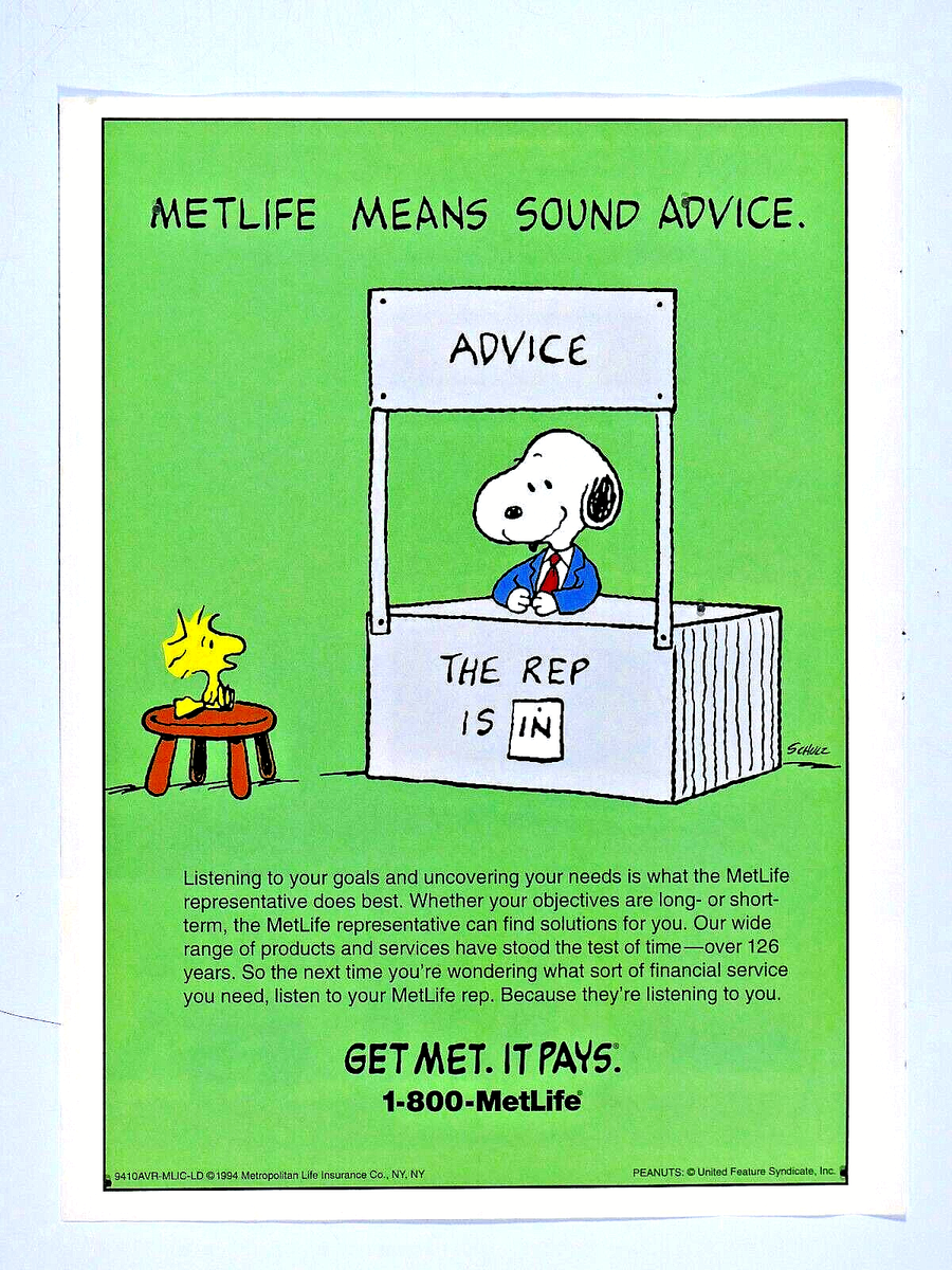 Peanuts Snoopy Advice Woodstock Charles Schulz Vintage 1995 Met