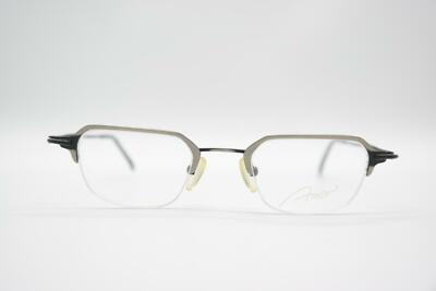 Vintage Amor 033 Silber Schwarz Halbrand Brille Brillengestell eyeglasses NOS