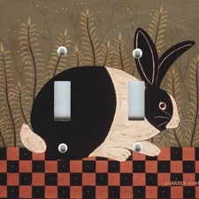 WARREN KIMBLE CHECKERBOARD BUNNY image Light Switch WALL Plate Outlet Covers