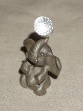 Vintage Pewter Spoontiques CM153 Miniature Elephant Crystal Ball