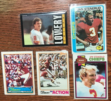 LOT OF 5 TOPPS FOOTBALL CHIEFS PLACE KICKERS-NICK LOWERY/JAN STENERUD-1 CREASED