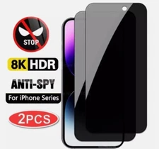 2x iPhone 16 15 Pro Max 14 13 12 11 Plus Privacy Tempered Glass Screen Protector