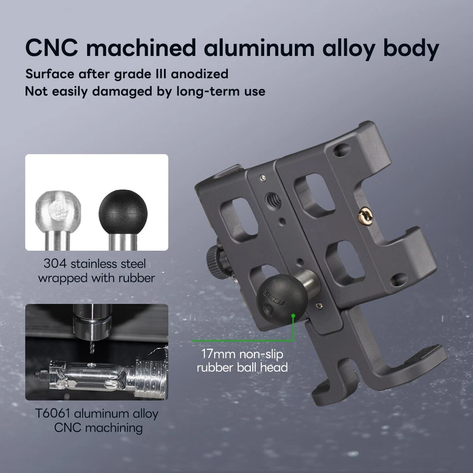 FANAUE Phone Mount with 17mm Ball Compatible Double Socket Arm & Bike Motorcycle - Image 3 of 4