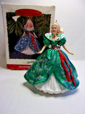 Hallmark 1995 HOLIDAY BARBIE Ornament Green Dress 3 in Series Vintage in Box