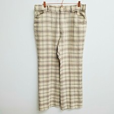 Vintage 60s 70s Levis Panatela Plaid Pants Bell Flare Golf Disco Size 36x31 Tan